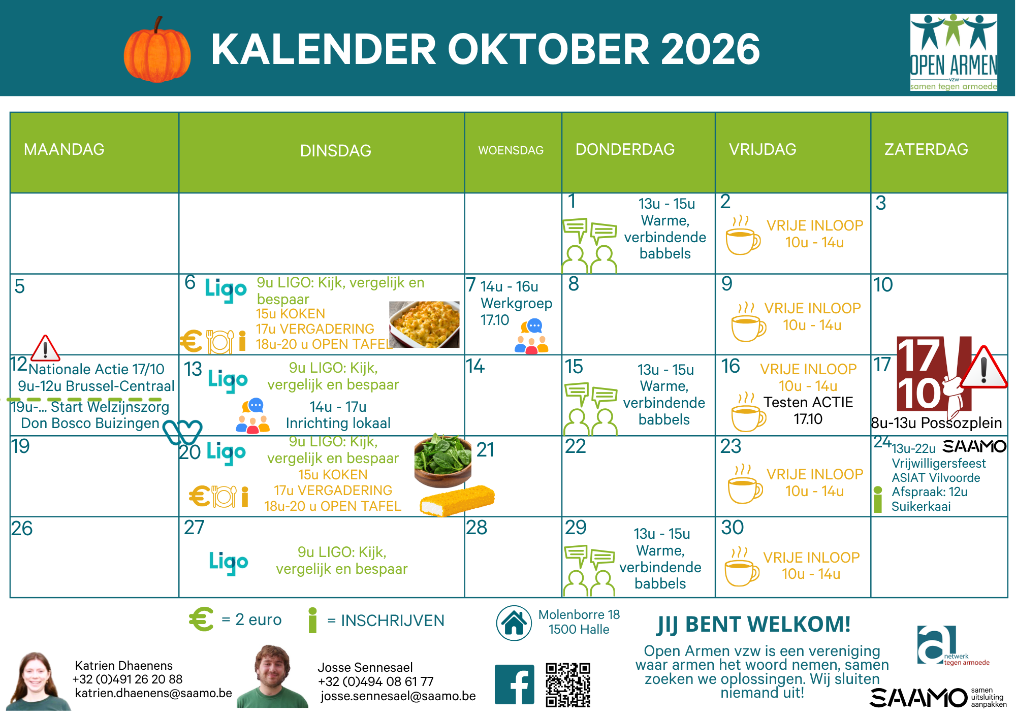 activiteitenkalender Open Armen okt 2026